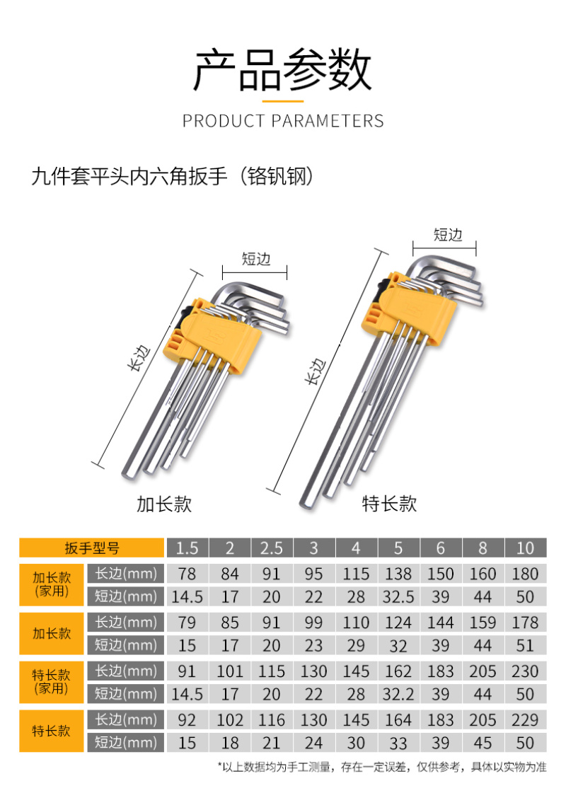 Persian hex socket wrench set, nine-piece set, metric extended ball head single box hex socket wrench pic 4