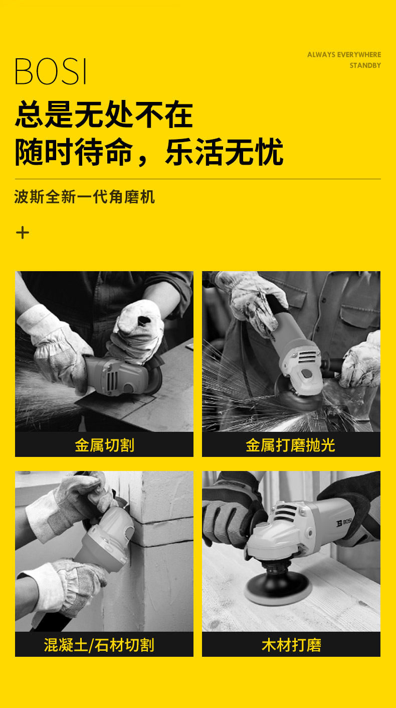 波斯多功能家用手磨抛光打磨切割切磨机角磨机手砂轮工具 磨光机详情2