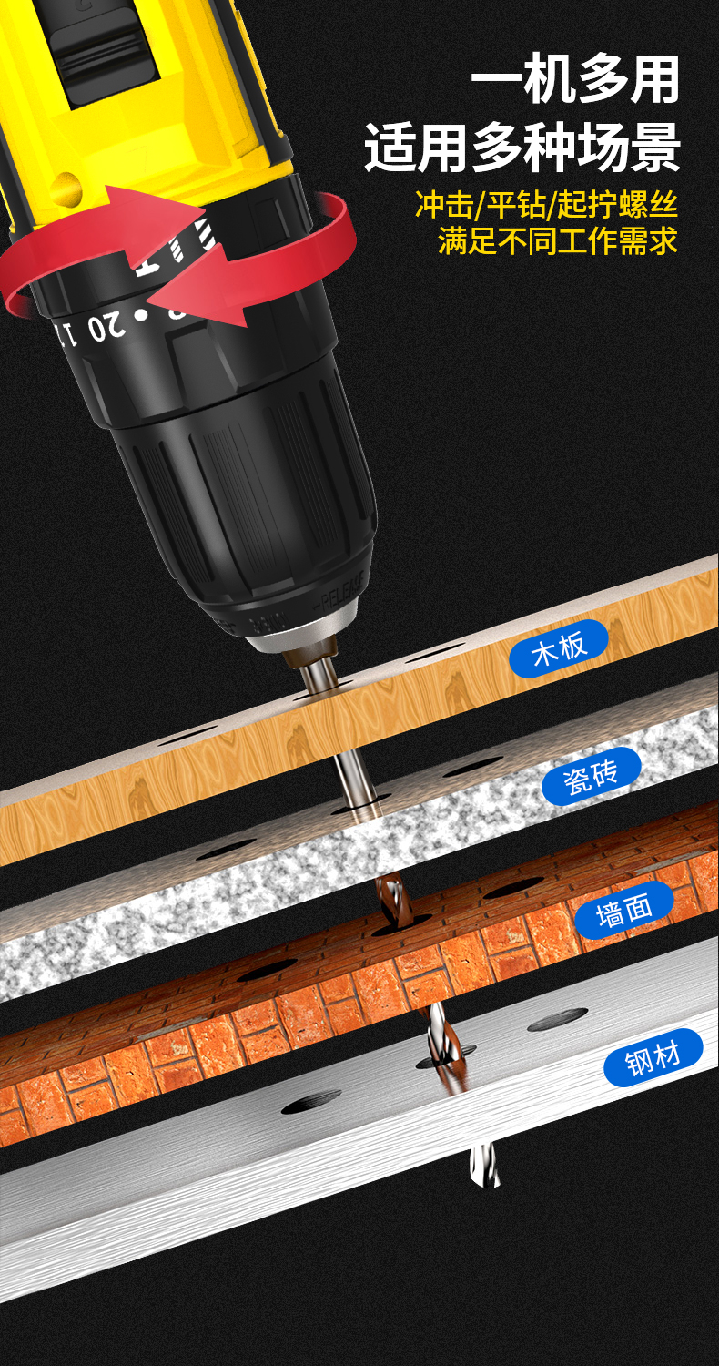 波斯12v/2.0Ah语音手持式电动螺丝刀BS661112 无刷冲击锂电钻详情12