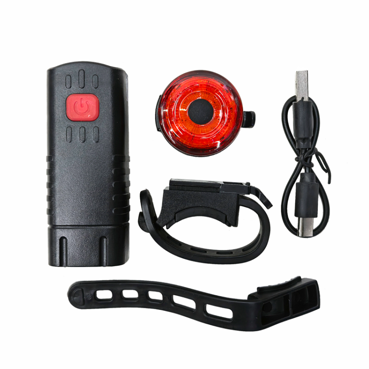 V-277B车灯套装USB充电自行车前灯尾灯套装山地单车前灯警示尾灯