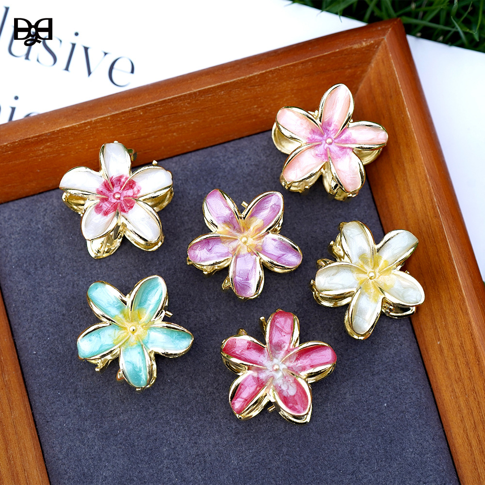 2025新款抓夹滴油发夹合金头饰花朵发饰热卖盘发马尾夹饰品女