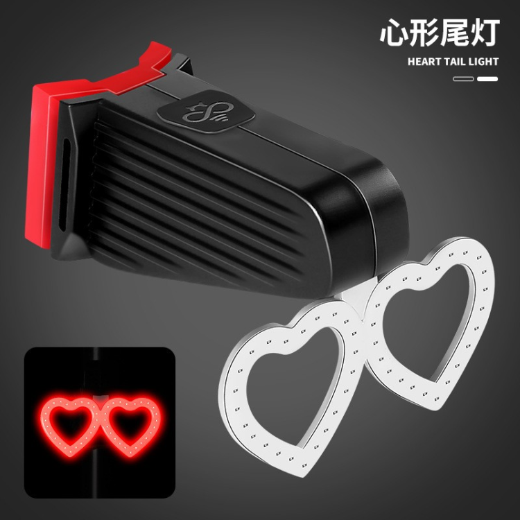 241013 Dual-loop taillights, dual-heart USB charging COB bicycle taillights, creative graphic taillights for bicycle riding Application Scenario