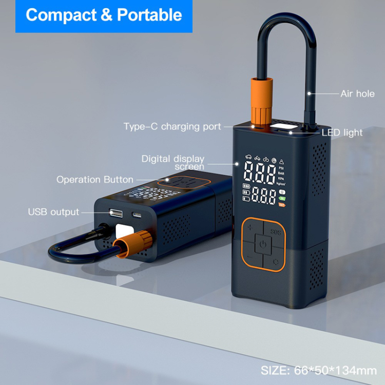 5641 Electric air pump, bicycle tire pump, air pump, wireless charging, digital display car air pump Item Picture