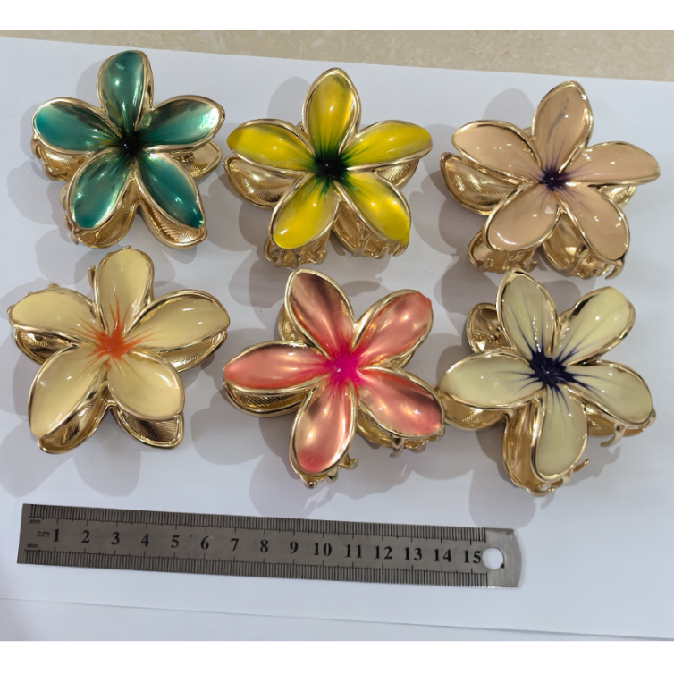 烤漆鸡蛋花抓夹 外贸热销款跨境新款画油鸡蛋花发抓