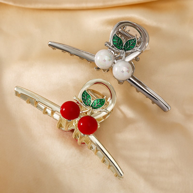 新款时尚水果抓夹高级感榴莲樱桃金属盘发夹子草莓夹子头饰详情5