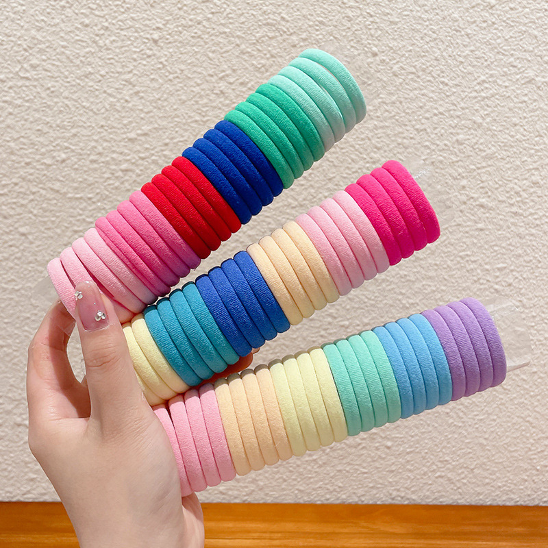 24 canned towel hair bands, Korean-style fresh and clean headwear, women's leather band hair accessory, high elasticity, simple and won't damage hair strands Specification image