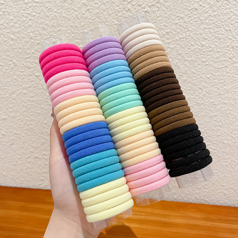 24 canned towel hair bands, Korean-style fresh and clean headwear, women's leather band hair accessory, high elasticity, simple and won't damage hair strands