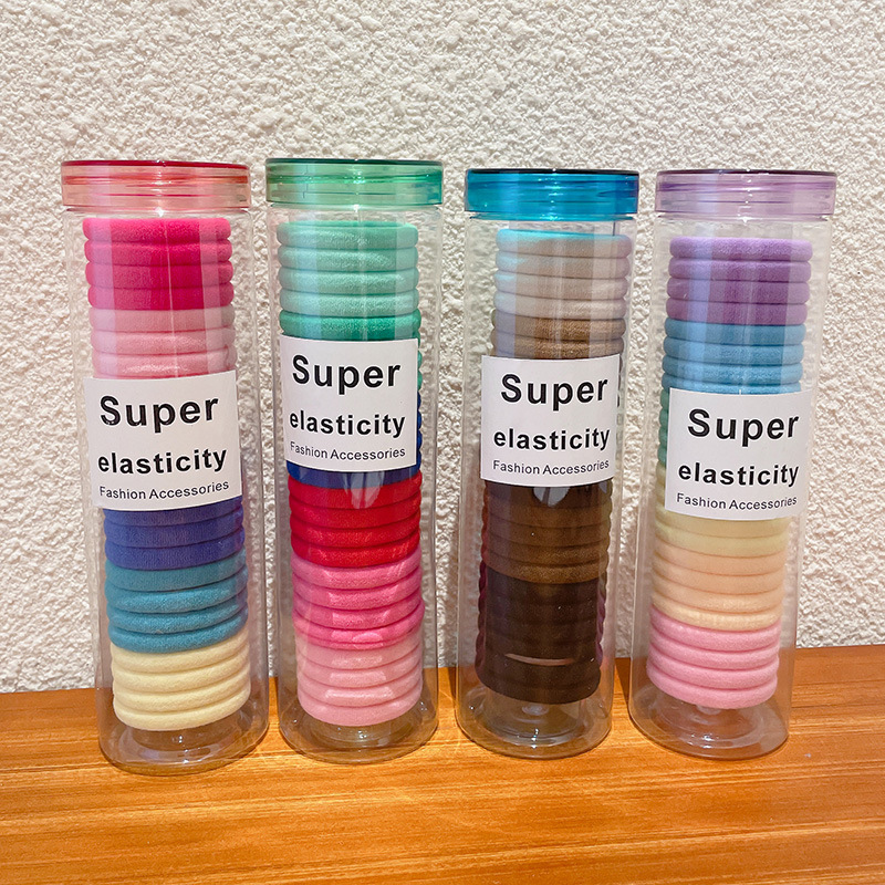24 canned towel hair bands, Korean-style fresh and clean headwear, women's leather band hair accessory, high elasticity, simple and won't damage hair strands details Picture