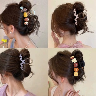 蝴蝶结简约发夹大号盘发抓夹女后脑勺头发夹子气质鲨鱼夹发抓韩式详情5