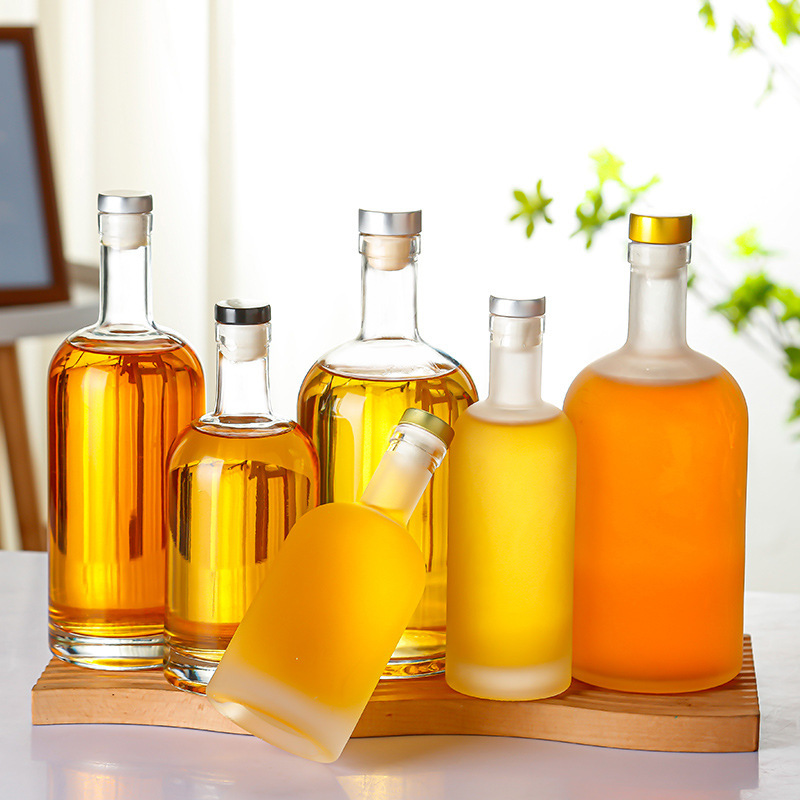 500ml伏特加酒瓶透明玻璃果酒分装瓶密封冰酒瓶自酿白酒瓶空酒瓶
