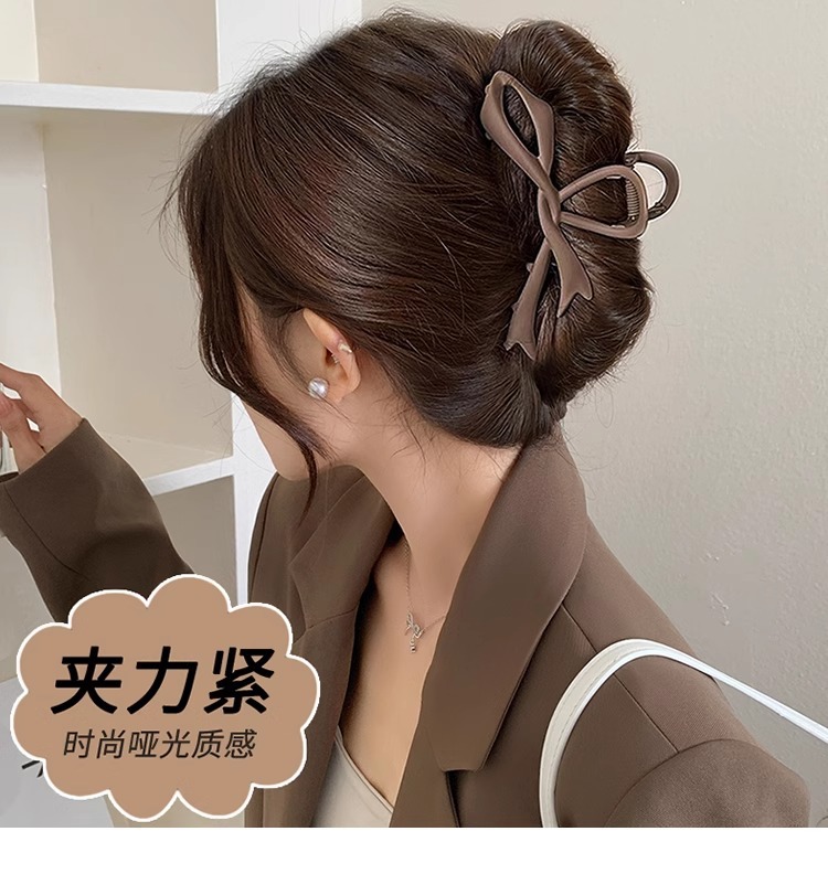 蝴蝶结简约发夹大号盘发抓夹女后脑勺头发夹子气质鲨鱼夹发抓韩式详情13