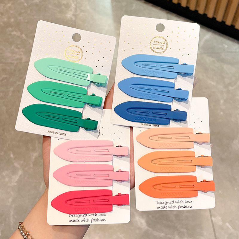 Three hairpins of the same style as the White deer, with no trace, for women's side bangs, small clips by the seaside, duckbill clips, and hair accessories Specification image