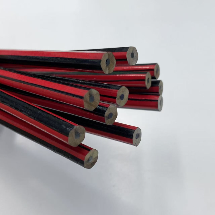 Wholesale and customized red and black rod coated pencils, wooden pencils, student writing pencils, eraser tip pencils from the manufacturer Specification drawing