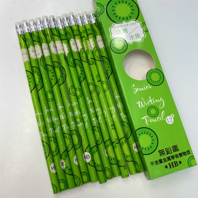 Fruit cartoon pencils, covered pencils, student writing erasers, HB pencils, eco-friendly pencils, wholesale from manufacturers Item Picture
