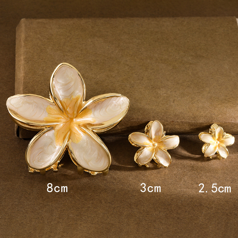 明星同款渐变色emijay鸡蛋花小清新花朵女抓夹发夹大号鲨鱼夹发饰详情2