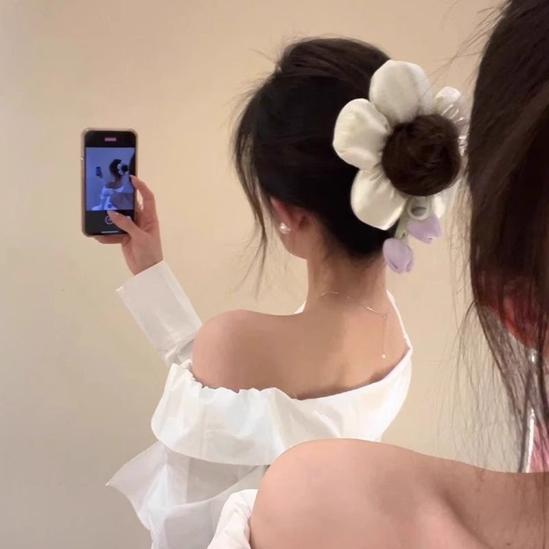 2025新款郁金香花朵大肠发圈高弹力头绳百搭发饰