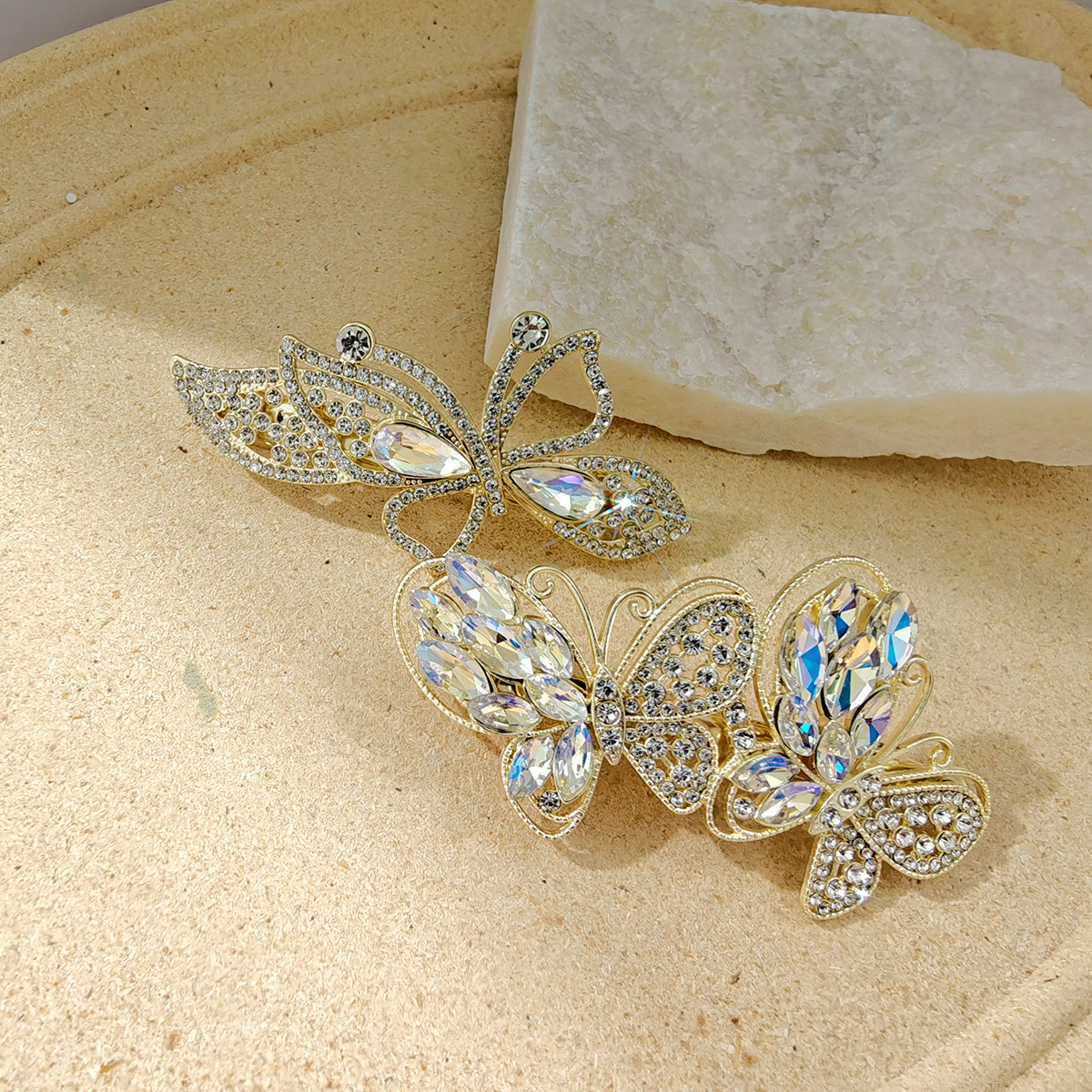 发夹蝴蝶抓夹发卡半扎夹水钻发饰盘发合金头饰详情4