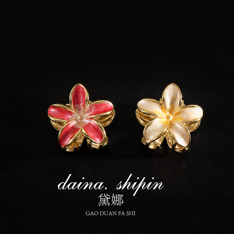 明星同款渐变色emijay鸡蛋花小清新花朵女抓夹发夹大号鲨鱼夹发饰详情3