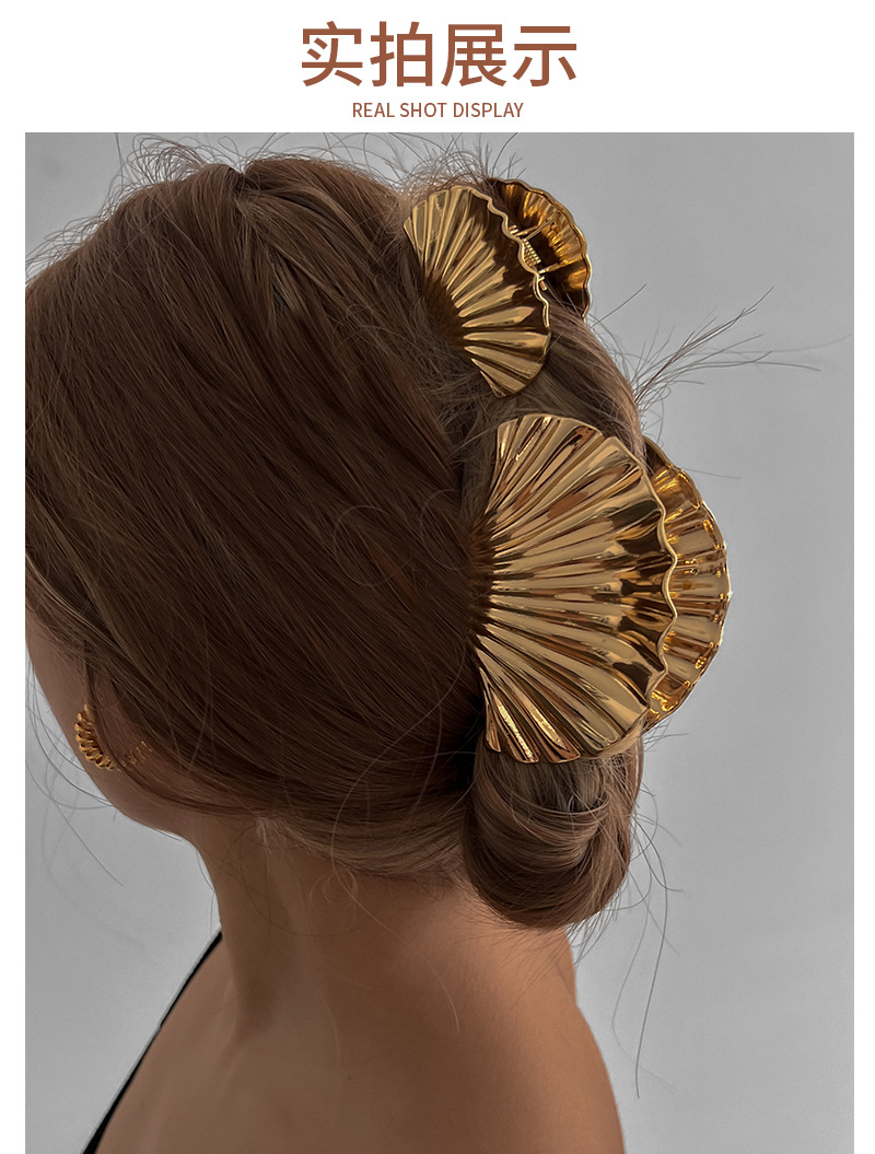 欧美跨境头饰批发大号贝壳发夹合金抓夹ins发抓详情1