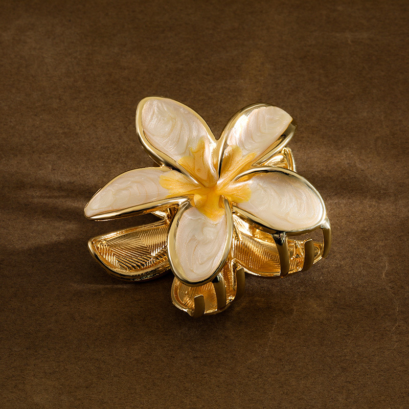 明星同款渐变色emijay鸡蛋花小清新花朵女抓夹发夹大号鲨鱼夹发饰详情9