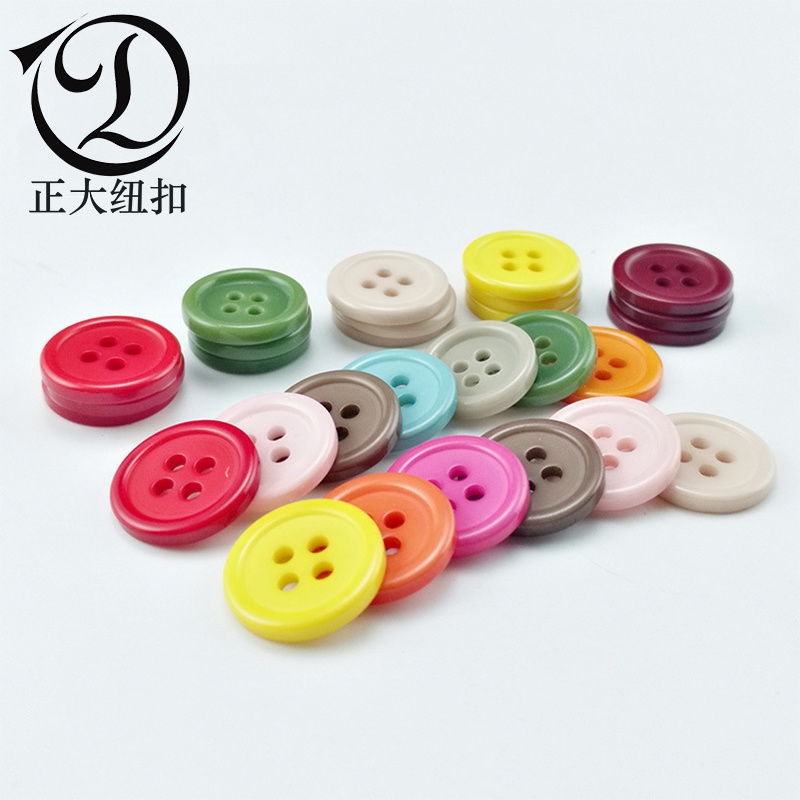 树脂纽扣彩色圆形纽扣细边四眼扣子儿童纽扣外套树脂纽扣详情1