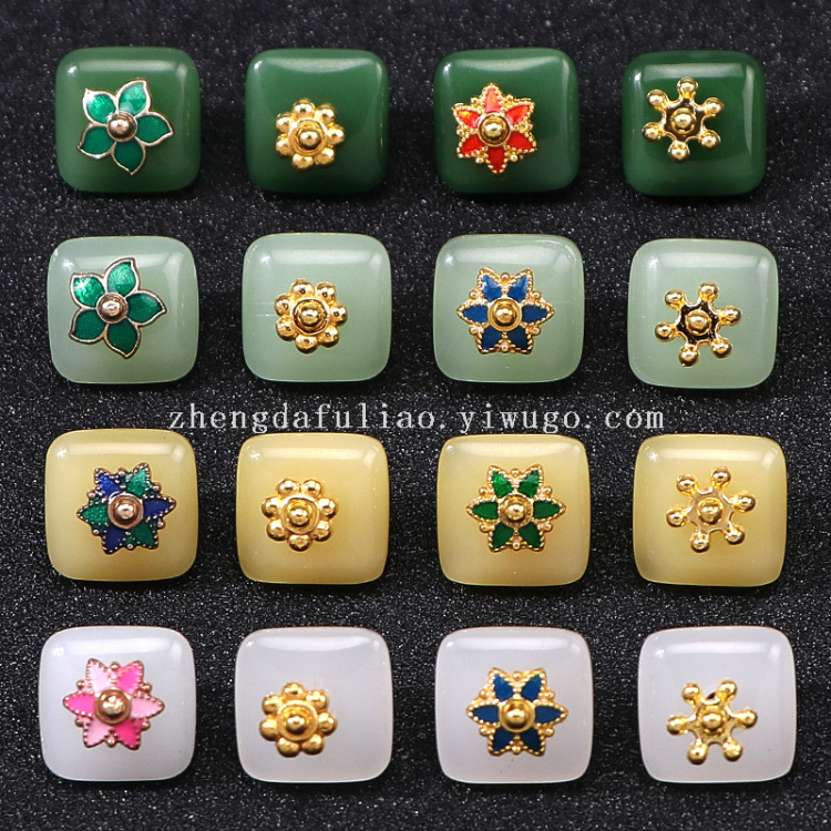 复古仿玉石扣子翡翠绿平安扣旗袍汉服散珠配饰珍珠扣手工算盘珠饰