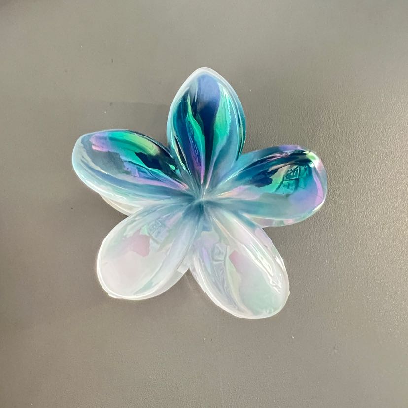 European and American frangipani seaside vacation hair clip, back of the head updo, side grab Bauhinia flower grab clip, shark clip hair accessory pic 5