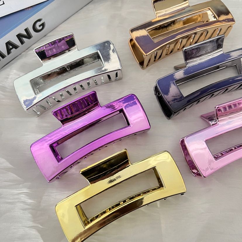 UV电镀简约高级感发夹抓夹女大号鲨鱼夹新款高端高亮发饰头饰品详情3