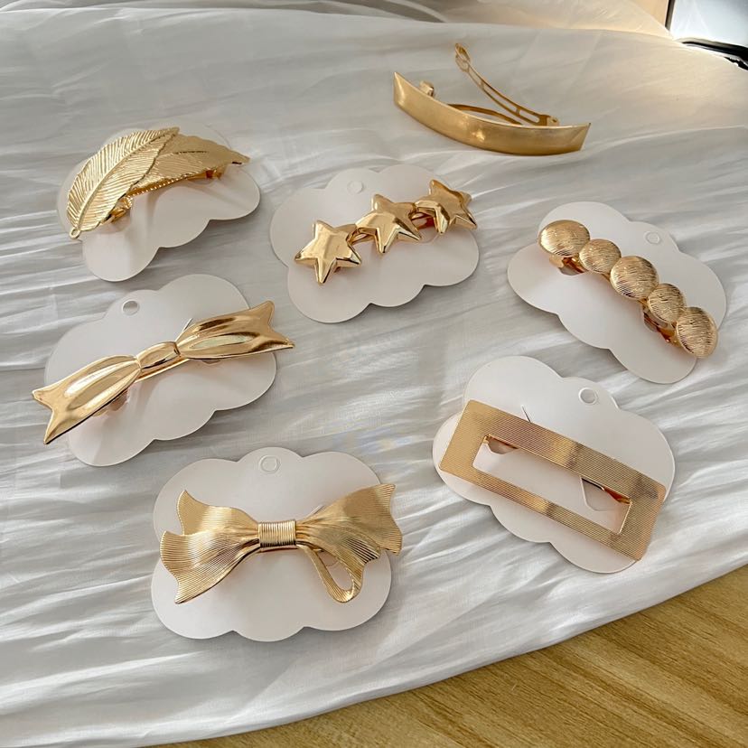 爆款法式高质量弹簧夹百搭几何蝴蝶结甜美气质金属发夹马尾夹头饰详情6