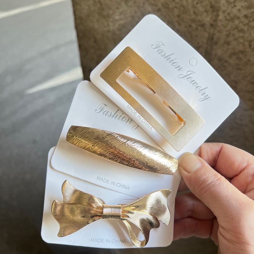 爆款法式高质量弹簧夹百搭几何蝴蝶结甜美气质金属发夹马尾夹头饰详情3