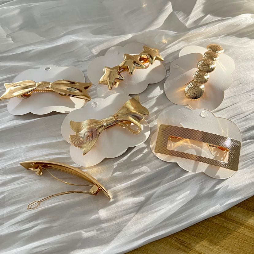 爆款法式高质量弹簧夹百搭几何蝴蝶结甜美气质金属发夹马尾夹头饰详情7