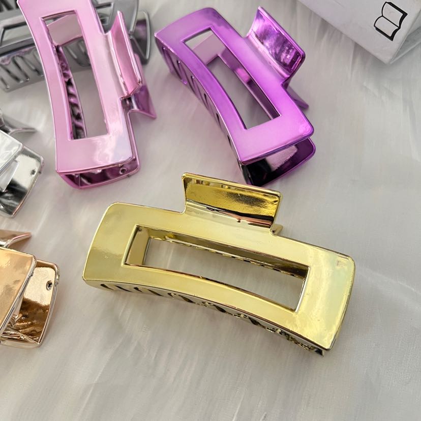 UV电镀简约高级感发夹抓夹女大号鲨鱼夹新款高端高亮发饰头饰品详情7