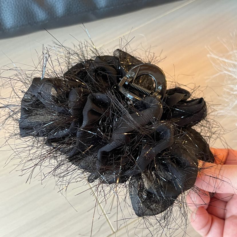 Feather clip, bubble hair clip, updo, super fairy-like hair accessory, high-end clip, large furry shark clip, hair accessory pic 6