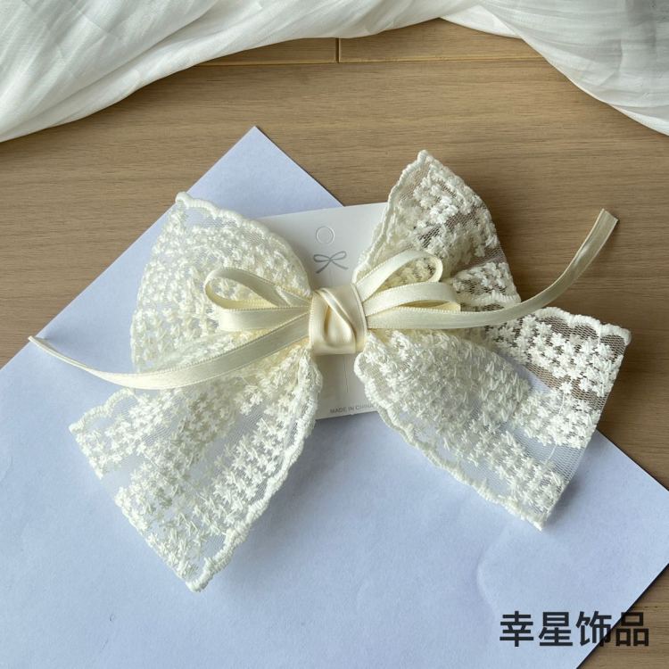 百搭蕾丝蝴蝶结发夹纯手工重工甜美小清新鸭嘴夹高级感优雅发饰品