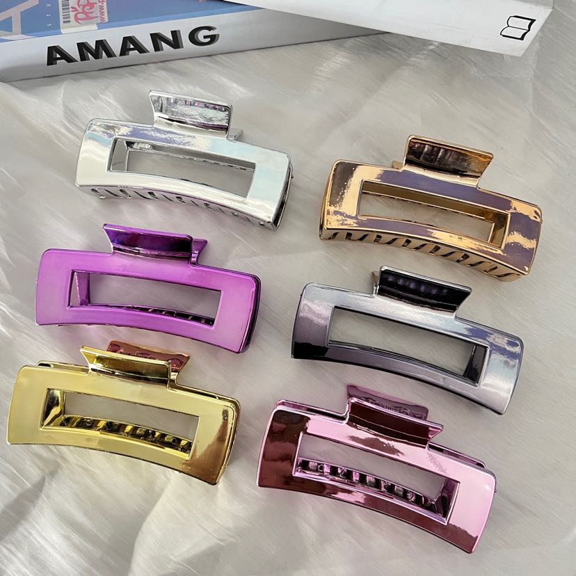 UV电镀简约高级感发夹抓夹女大号鲨鱼夹新款高端高亮发饰头饰品详情9