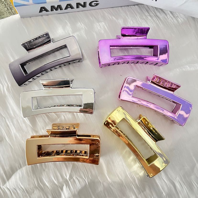 UV电镀简约高级感发夹抓夹女大号鲨鱼夹新款高端高亮发饰头饰品详情2