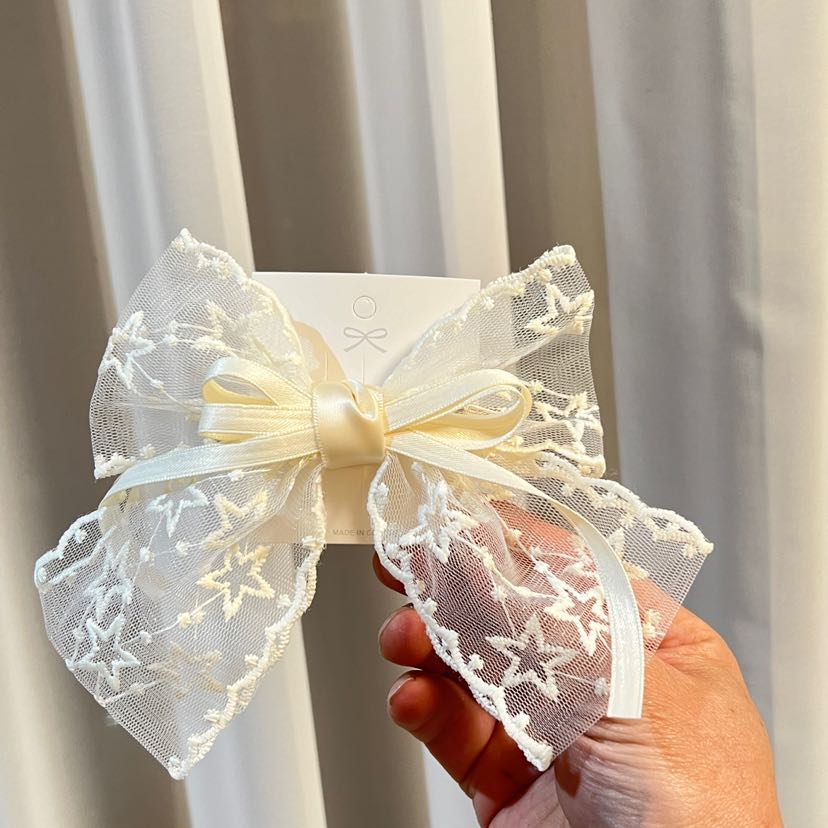 百搭蕾丝蝴蝶结发夹纯手工重工甜美小清新鸭嘴夹高级感优雅发饰品详情4