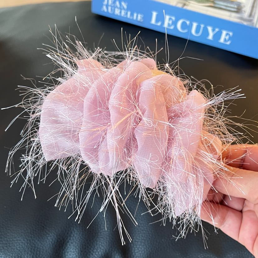 Feather clip, bubble hair clip, updo, super fairy-like hair accessory, high-end clip, large furry shark clip, hair accessory pic 7