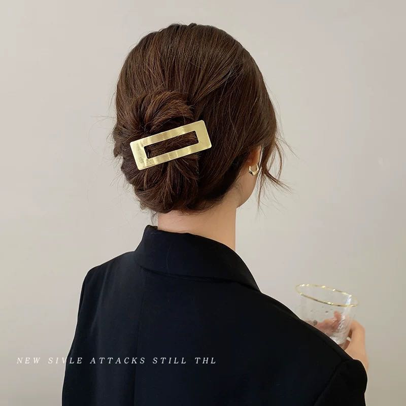 爆款法式高质量弹簧夹百搭几何蝴蝶结甜美气质金属发夹马尾夹头饰详情1