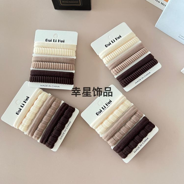 6 or 8 soft and non-damaging hair bands, women's hair bun towel band, high-elasticity ponytail hair tie hair band Specification image