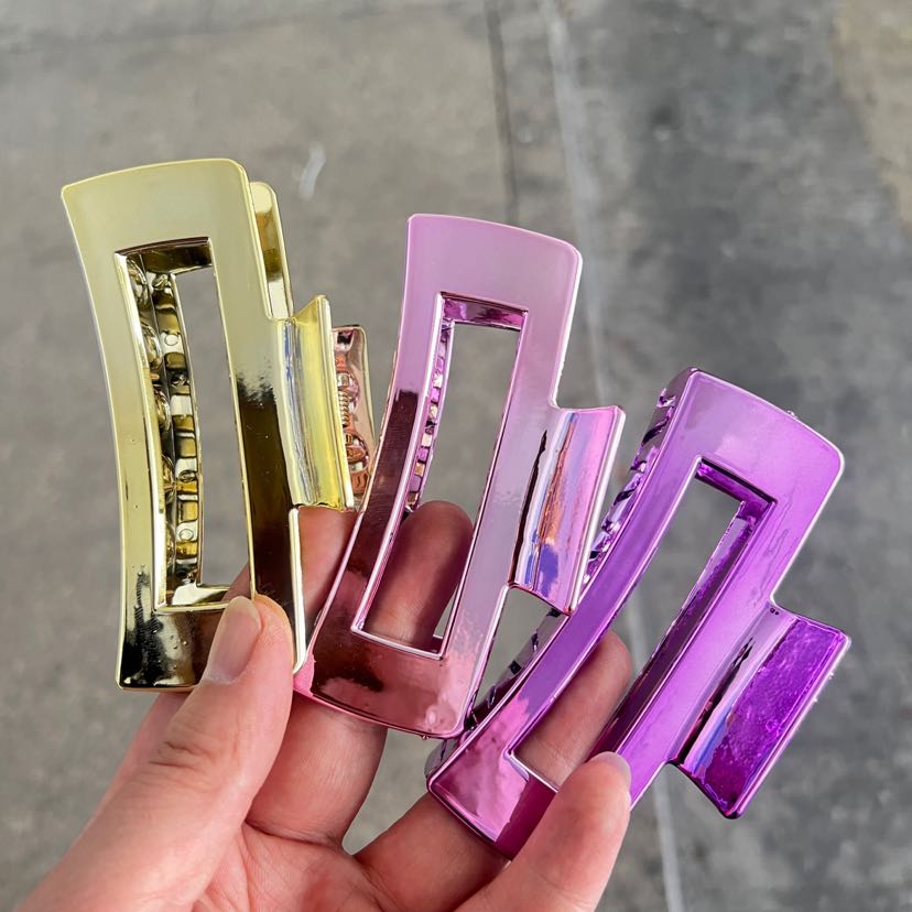 UV电镀简约高级感发夹抓夹女大号鲨鱼夹新款高端高亮发饰头饰品详情5