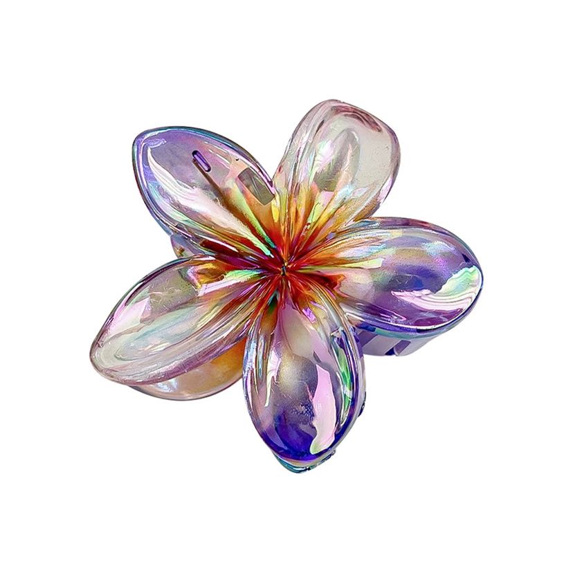 European and American frangipani seaside vacation hair clip, back of the head updo, side grab Bauhinia flower grab clip, shark clip hair accessory pic 3