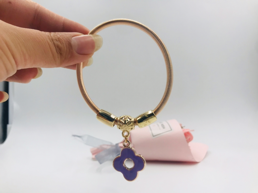 一朵小花配件吊坠手链手环手镯镯子初中生首饰手饰饰品金色详情2