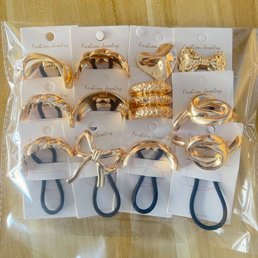 幸星饰品欧美设计款金色重工交叉几何发绳女爆款低马尾发圈马尾扎详情6