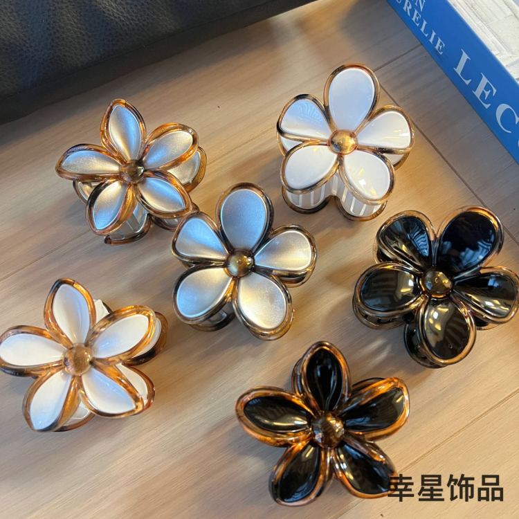 A new amber amber high-end and elegant style for the back of the head, with a semi-tied hair and a shark clip hairstyle