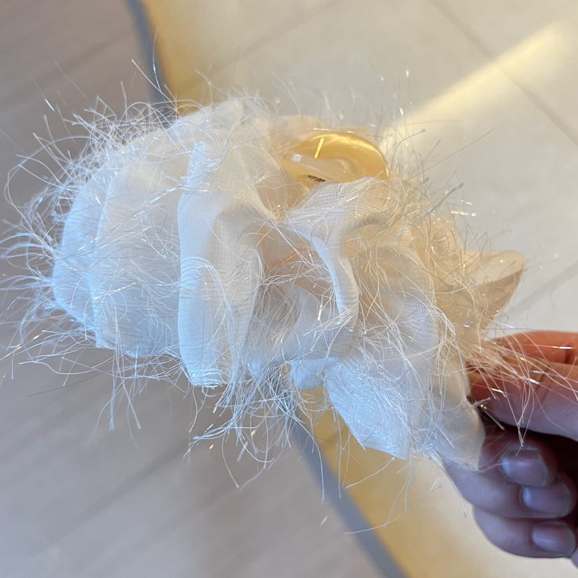 Feather clip, bubble hair clip, updo, super fairy-like hair accessory, high-end clip, large furry shark clip, hair accessory pic 4