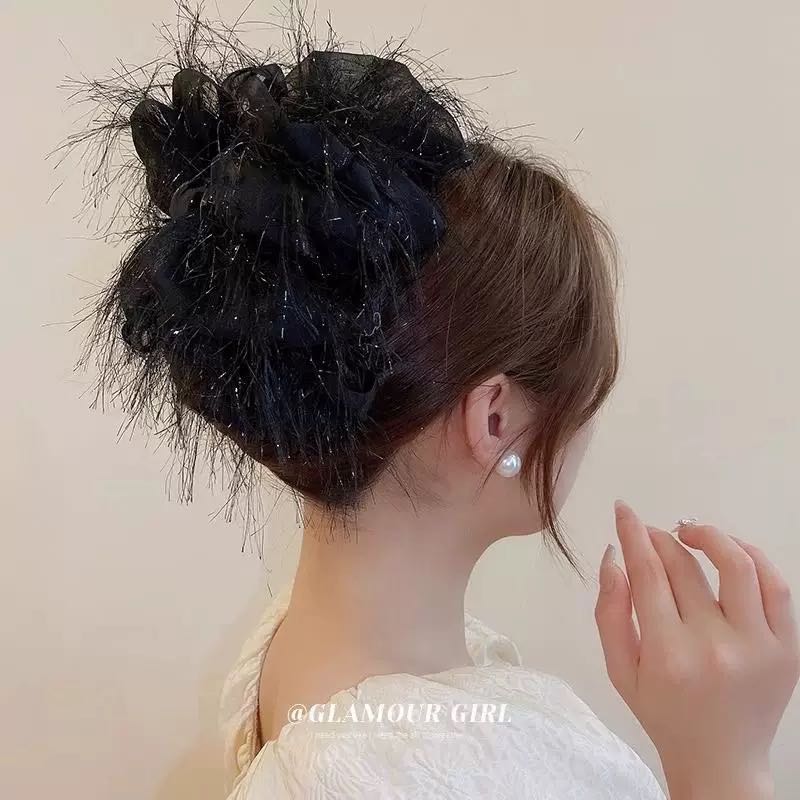 Feather clip, bubble hair clip, updo, super fairy-like hair accessory, high-end clip, large furry shark clip, hair accessory pic 2