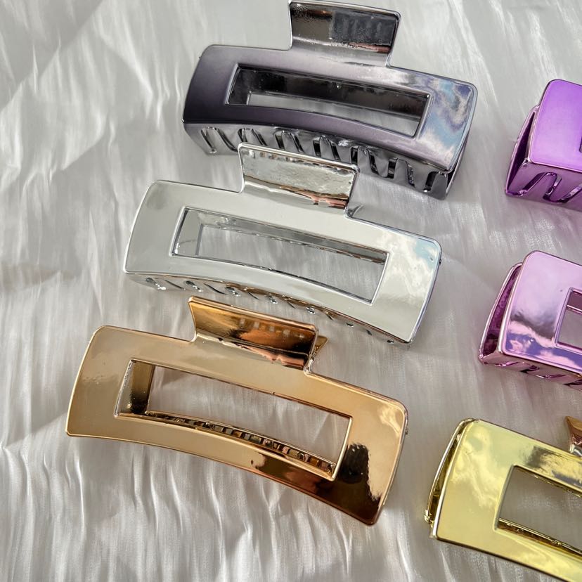 UV电镀简约高级感发夹抓夹女大号鲨鱼夹新款高端高亮发饰头饰品详情1