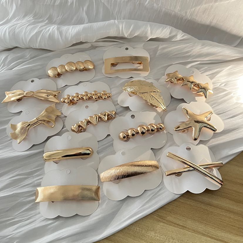 爆款法式高质量弹簧夹百搭几何蝴蝶结甜美气质金属发夹马尾夹头饰详情9