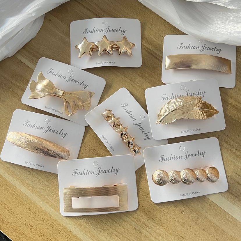 爆款法式高质量弹簧夹百搭几何蝴蝶结甜美气质金属发夹马尾夹头饰详情2